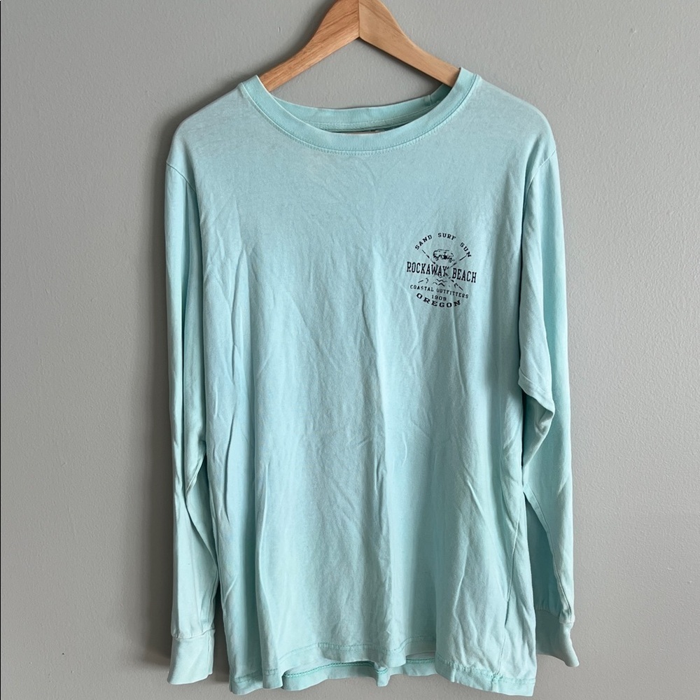 Rockaway Beach Oregon Coast Women’s Long Sleeve Cotton Tee US Vintage Small